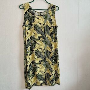 Marsh Landing Floral Hawaiian Dress Womens Size M Sleeveles Palm Leaves Tropical